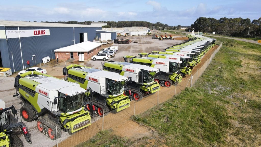 photo of esperance branch with lexion machines lined up